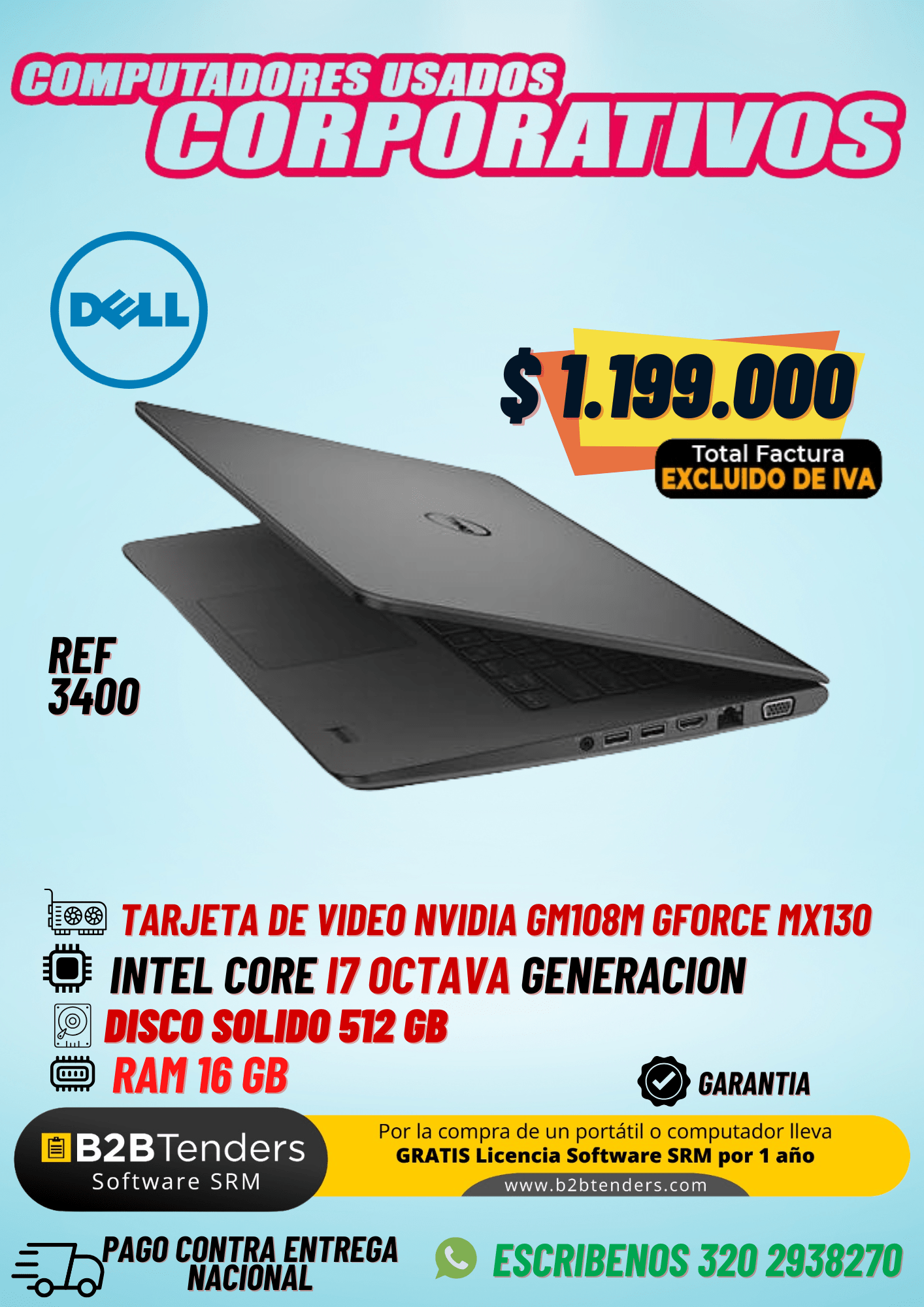 Dell 3400 Intel® Core™ I7 con Tarjeta de video